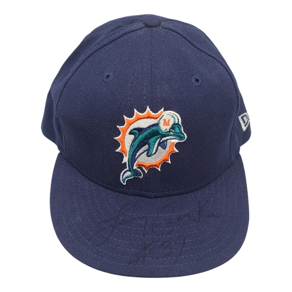 Larry csonka signed fitted baseball hat 7.5, embroidered, New era, 100% wool usa